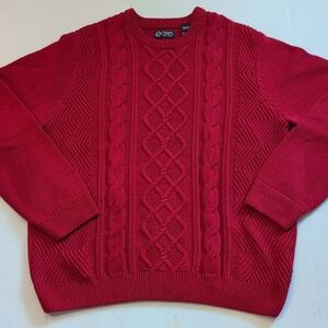 CHAPS Cable Knit Red Crewneck Drifter Sweater. Size XL